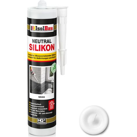 Neutralsilikon Naturstein Silikon Granit Marmor Sanitär Inn/Auß 1 x 300ml Weiss (1/5)