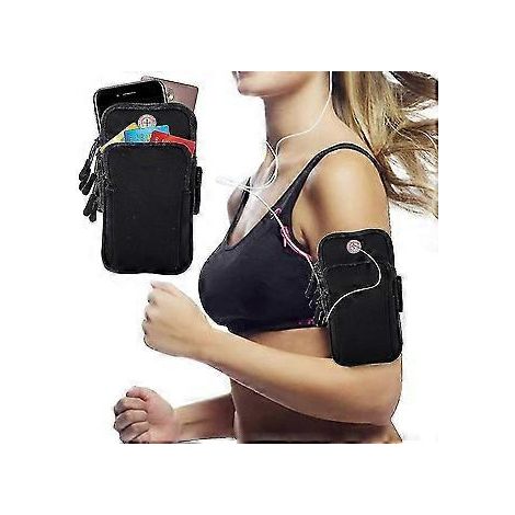 Universelles Laufarmband, Arm-Handyhalterung, Sportarmband (Schwarz)