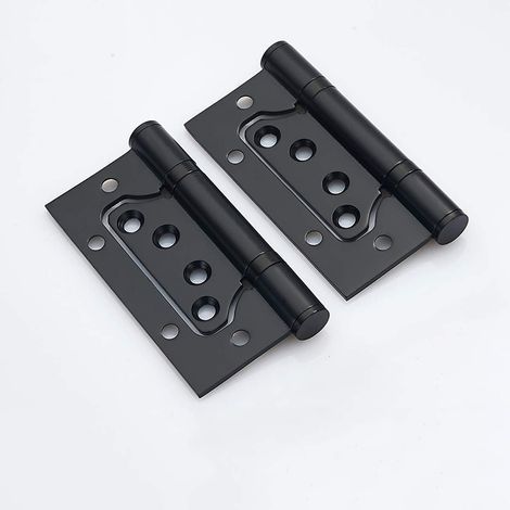 Charnières en Acier Inoxydable, 4 Pouces Rectangulaire Feuille 100mm Charnières de Porte, Noir，4pcs (1/5)