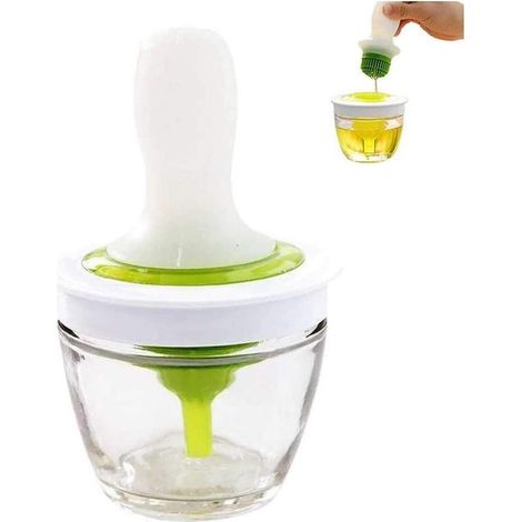 Bouteille d'huile et brosse en silicone résistant à la chaleur avec récipient en verre (1/5)