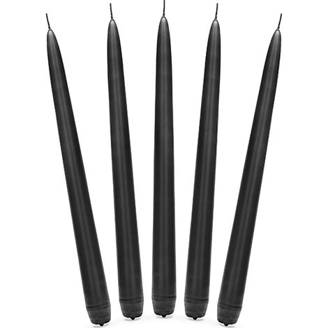 Velas cónicas negras mate de 24 cm, 10 unidades. (1/2)