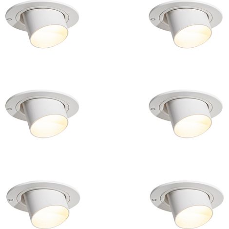 Set of 6 Recessed Spotlights White GU10 35mm Round Tiltable - Installa