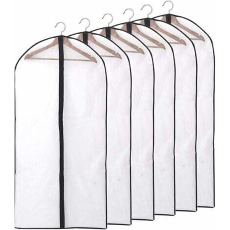 Transparente Staubschutzhülle für 6-teiliges Bekleidungsset, wasserdicht, staubdicht und feuchtigkeitsabweisend, inklusive Aufbewahrungsbeutel zum Aufhängen, mit Reißverschluss, 60 x 140 cm (1/5)