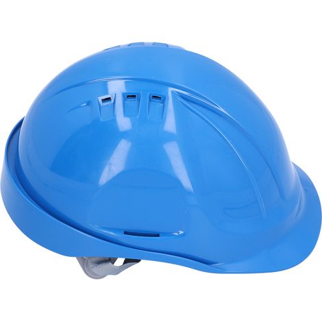 Casque de chantier ABS bleu respirant, ajustable anti-écrasement confortable pour sites de construction (1/5)