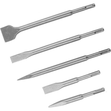 5-teiliges Set aus Elektrohammer-Meißelbits, robust und praktisch, mit spitzen Flachmeißeln und Rundschaft-Hammerbohrer-Set (1/5)