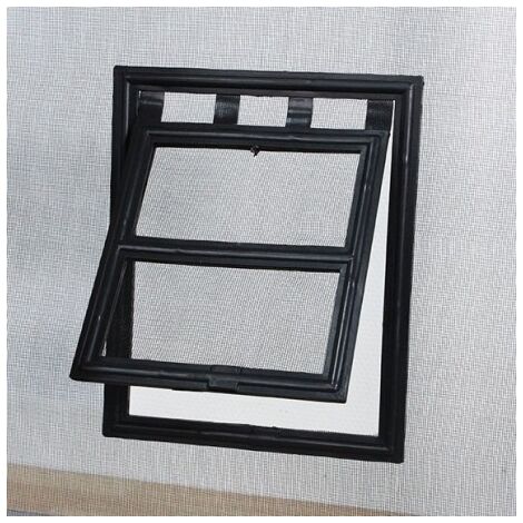 Tür- oder Erkerfenster-Moskitonetz, Katzenklappe, H29 cm x L24 cm, Schwarz