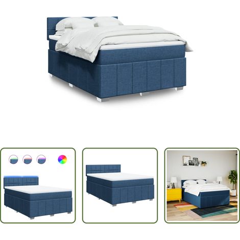 Matelas à ressorts ensachés - Sommier à lattes de lit avec matelas Bleu 160x200 cm Tissu (1/5)
