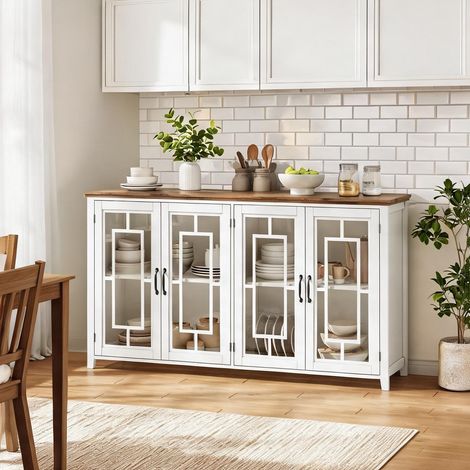 Buffet coloris blanc en MDF 160 x 40 x 86 cm (1/5)