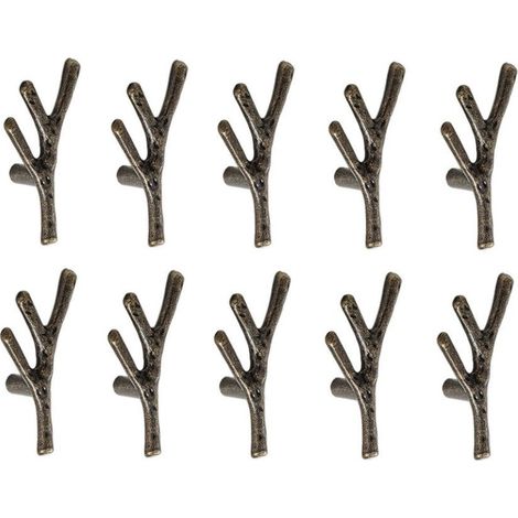 10 Poignées Branche Bronze Trou Unique pour Armoire (1/5)