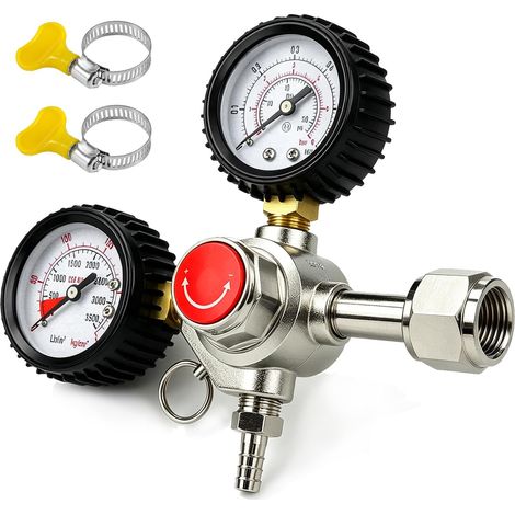 Réducteur de pression CO2 W21.8 avec double manomètre, régulateur de pression, pour machine à bière, brassage de bière et robinetterie à bière (1/5)
