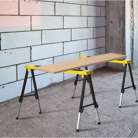 2er-Set klappbare Stahlböcke, 62–90 cm höhenverstellbar, rutschfest, gelb/schwarz (1/5)