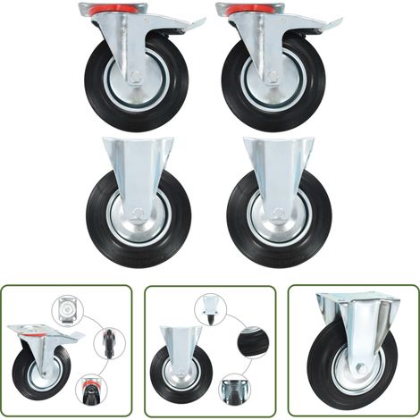 The Living Store Roulettes 4 pcs 200 mm - Roulettes - Roues - Meuble Roulant - Accessoires De Rangement - Chariots (1/5)
