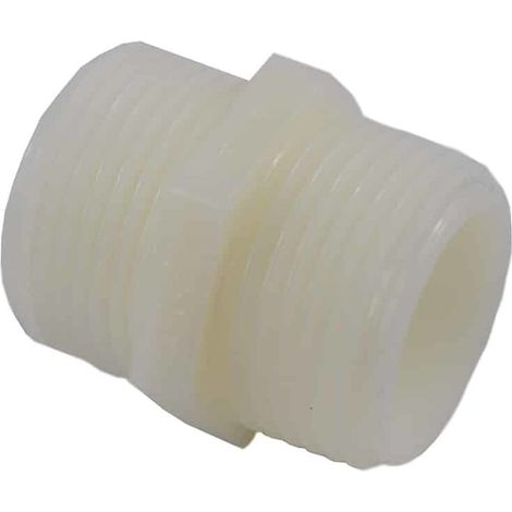 Raccord de tuyau en plastique Double mamelon 1/2" (1/3)