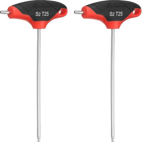 2Pcs Clé Torx À Poignée En T T25 Acier S2 Clé Torx Rouge Noir (1/2)