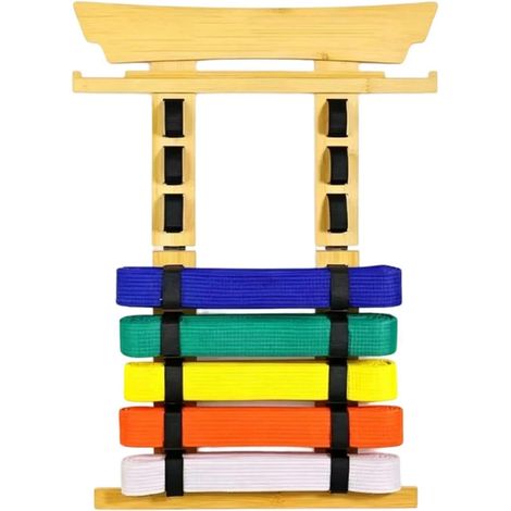 Karate-Gürtel-Ständer Mit Aufkleber, 2 Haken, Medaillenhalter Karate Gürtelhalter Display für Erwachsene, Jugendliche, TKD, Zuhause, Schule, Akademie, Verein, Turnierlobby, Wettbewerb (1/5)