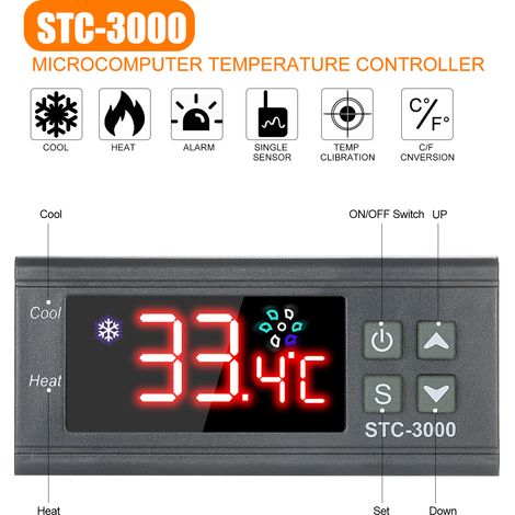 Régulateur de température numérique 12V STC-3000 avec sonde NTC, thermostat chauffage/refroidissement, contrôleur thermique programmable