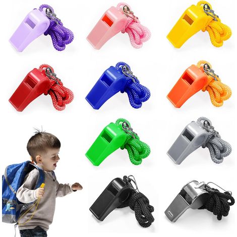 Sifflets, Lot de 10 Sifflets de Sport en Plastique avec Cordons, Puissant Son Clair, Sifflet Arbitres, Entraîneurs, Football, Basket, Camping Sauvetage (1/5)