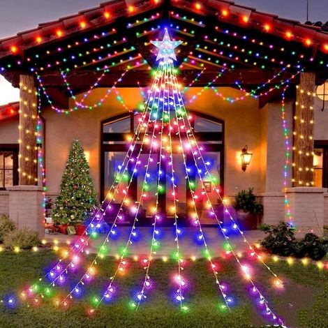 Multicolore,Guirlande lumineuse extérieure intérieure, 3M de hauteur 288 LED Eclairage du sapin de Noël avec étoile 8 modes Guirlande lumineuse à jet (1/5)