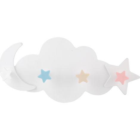 Crochet Adhésif En Plastique Sans Trace Pour Salle De Bain Et Porte - Design Nuage Lune - Lot De 4 (1/5)