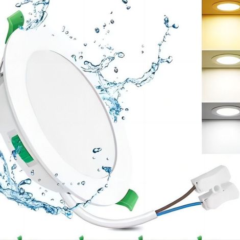 Lntyq – Spot LED encastrable 7W étanche pour salle de bain – Trois températures de couleur – Trou Φ65-100mm – Ultra fin 30mm – Non dimmable