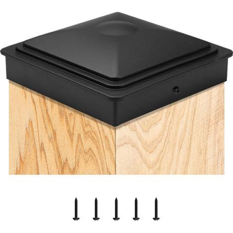 Set of 5 Post Caps, 7 x 7 cm, for Wooden Posts, Bridge Posts, Plastic Caps with Screws, Waterproof Plastic to Protect Wooden Posts and Prevent Cracking (1/5)