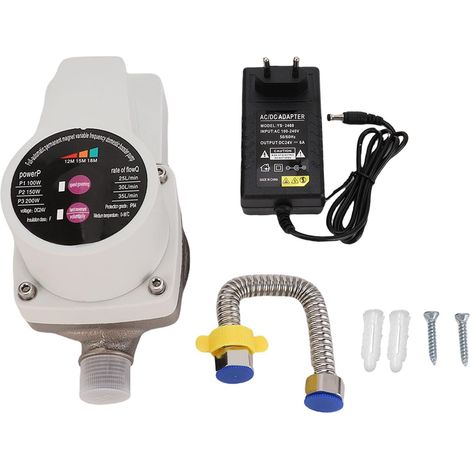 Pompe de Surpression D'eau Automatique, Moteur sans Balais à 3 Vitesses, 100W-200W, 25l-35l/min, pour Robinets, Toilettes, Douches, Chaudières (Prise UE) (1/5)