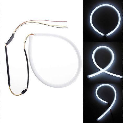 Lot de 2 bandes LED blanches de 45 cm pour phares et feux de jour (DRL) à tube ambre 12 V CC. (1/4)