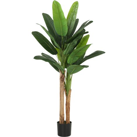Lot de 2 plantes artificielles intérieurs 150 cm bananiers en pot décoration pour maison. bureau. salon. chambre