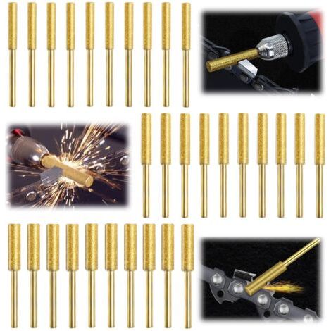 30 Piezas Gabarit Affutage Chaine de Tronconneuse, Diamant Affuteur Affuteuse de Chaine Tronçonneuse, Lime pour Chaine de Tronconneuse, 3 Tailles Différentes pour Tronçonneuse Affûter et Poncer