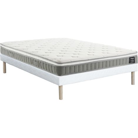 Set 160 x 200 cm rete imbottita + materasso a molle insacchettate e memory foam 21 cm di spessore - VITOGO di YSMÉE (1/5)
