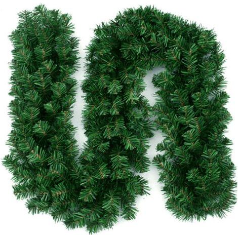 pezzo 2,7 m Ghirlanda di albero di Natale artificiale Decorazione per interni ed esterni Ornamenti natalizi Erba verde Ornamenti natalizi per la tua porta (1/5)