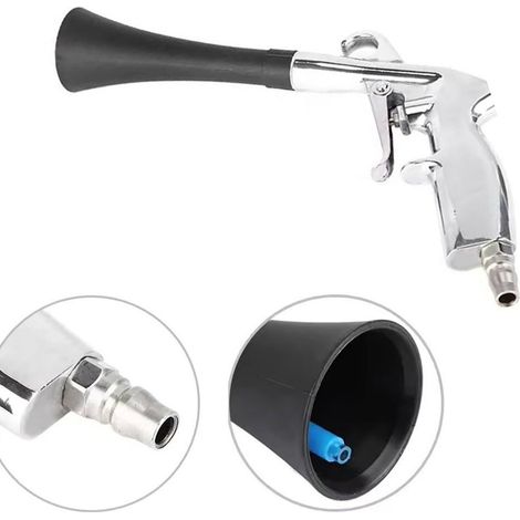 Pistola de limpieza para coches, pistola de limpieza en seco Tornado, pistola de aire para detallado de coches, limpieza de interiores y eliminación de polvo, elimina el polvo rápidamente, color plata (1/5)