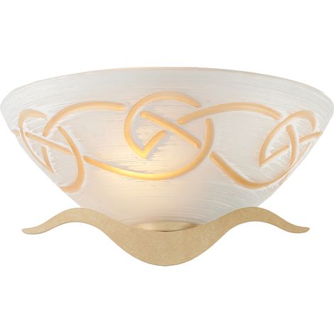Applique 1 Luce Bilbao In Ferro Laccato Avorio E Vetro Bianco Ambra (1/2)