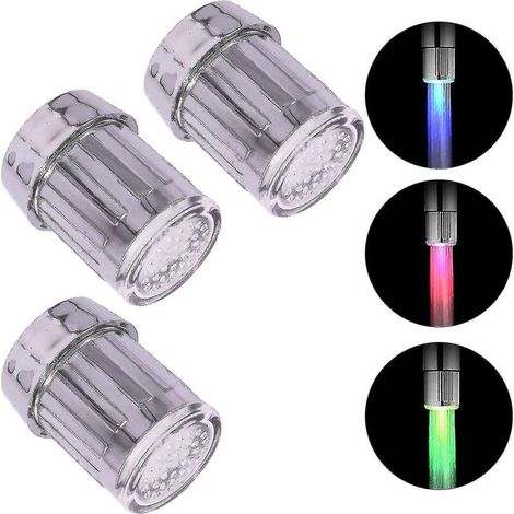 Set aus 3 LED-Leuchten mit abgestufter Farbtemperatur für Wasserhahn, 3 Wasserstrahlen mit Chamäleon-Effekt (1/5)