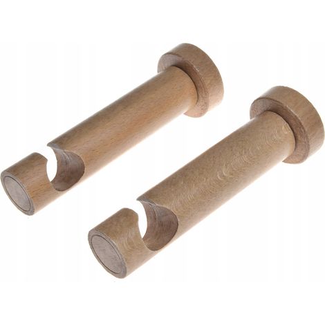 Soporte individual de madera para barra de cortina, diámetro 20 mm, haya, 2 unidades. (1/5)