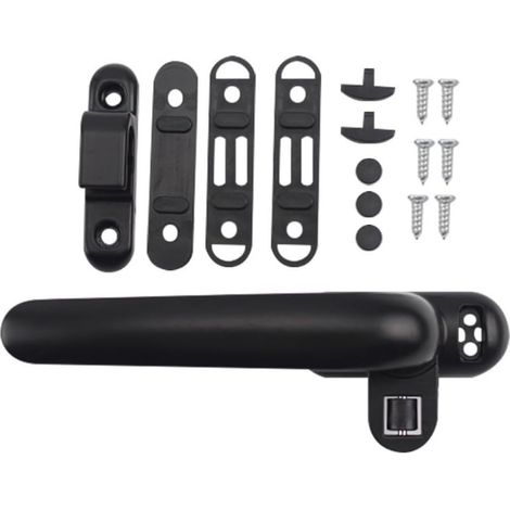 Lot de 2 poignées de fenêtre, poignées de rechange universelles droite/gauche en alliage d'aluminium pour double vitrage, fenêtre et porte de sécurité, noir (1/5)