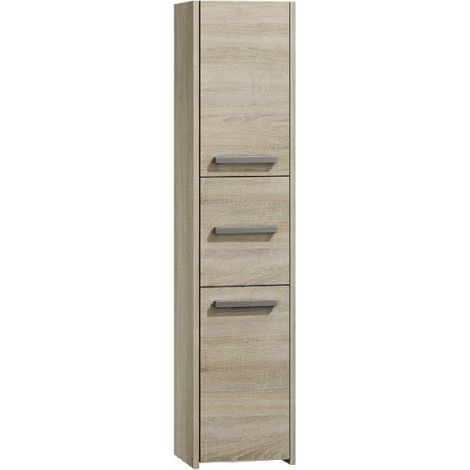 Topeshop – Colonne de salle de bain 30x40x170 cm – 3 portes – 5 étagères – Finition sonoma – Fabriqué en Europe – Armoire rangement moderne (1/3)