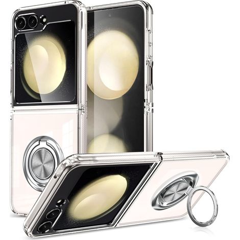 Coque pour Samsung Galaxy Z Flip 7,Magnétique- Étui Rigide en PC et Silicone TPU, Coque de Protection Transparente Arrière Fine Antichoc Coque téléphone (Transparente)