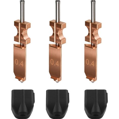 AD5X Hotend Nozzle Kit,  3-Pack 0.4mm Integrated Hardened Steel Nozzle with 3 High Temperature Resistant Silicone Metal Caps (300℃) for PLA/ABS/PETG/TPU,  OEM Replacement (1/5)