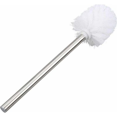 Brosse WC/WC/salle de bain de rechange, tête de brosse de nettoyage avec manche en acier inoxydable, lot de 2 pièces, blanc (1/4)