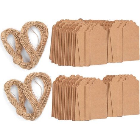 Étiquettes suspendues en papier kraft 200pcs, 4x9cm pour décoration mariage, emballage et vêtements (1/5)