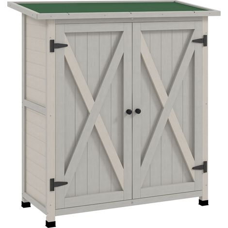 Armoire de jardin, gris, étagères de rangement, avec portes, imperméable, pour jardin terrasse, rangement extérieur, abri outils terrasse
