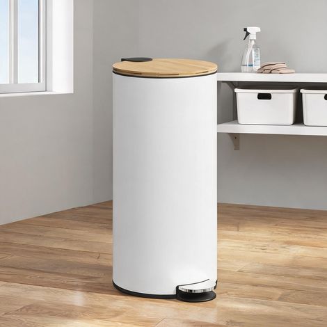 Poubelle à pédale 30L avec seau amovible et couvercle doux Métal (1/5)