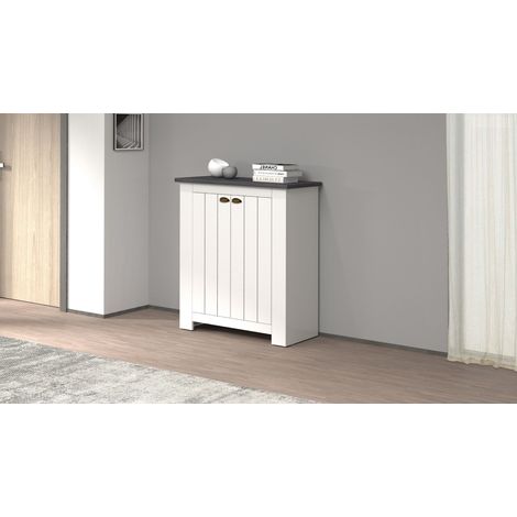 Scarpiera contemporanea 2 ante Silm Bianco Opaco e Ardesia (1/3)