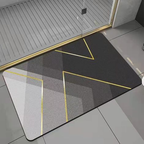 (4060 cm, rectangulaire) - (Gris dégradé) Tapis de bain en terre de diatomées, super absorbant, séchage rapide, antidérapant. (1/5)