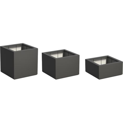 Adezz Pflanzgefäß Carrez mit Boden Fiberglas Pflanzkübel Blumenkübel schwarz
