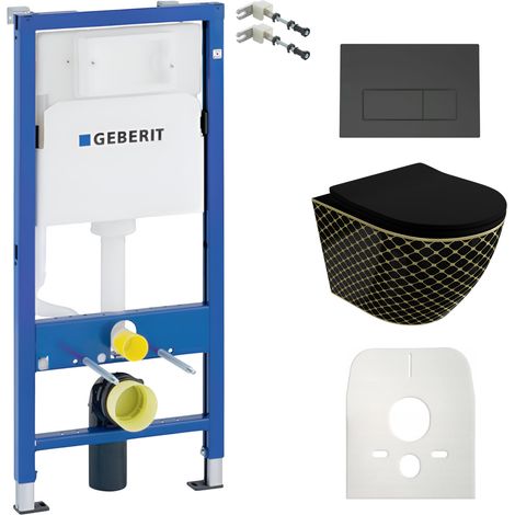 GEBERIT WC Set mit Vorwandelement, Wand-WC und Spülknopf (1/5)
