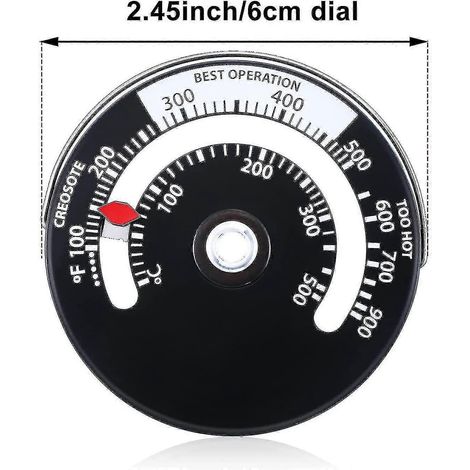 Thermomètre magnétique pour poêle à bois, thermomètre pour poêle à bois, indicateur de température des fumées pour éviter d'endommager le ventilateur du poêle par surchauffe (1) (1/5)