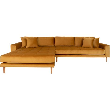 Lido Canapé, Chaise longue orientée à gauche, en velours, moutarde jaune. (1/5)