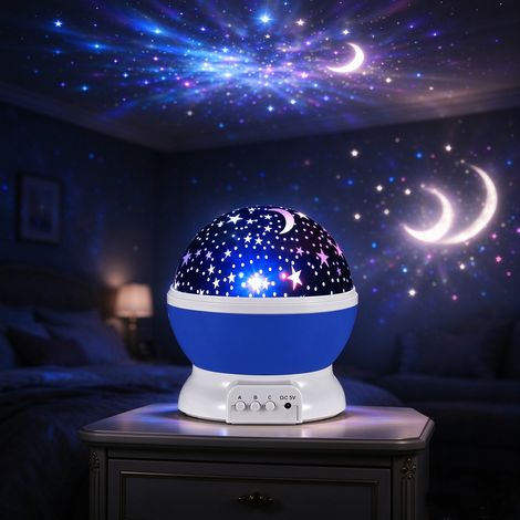 Projecteur ciel étoilé bleu veilleuse LED multicolore étoiles lune, lampe d'ambiance USB pour chevet, chambre, décoration, cadeau (1/3)
